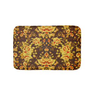 Mooie vintage gele bloemen badmat