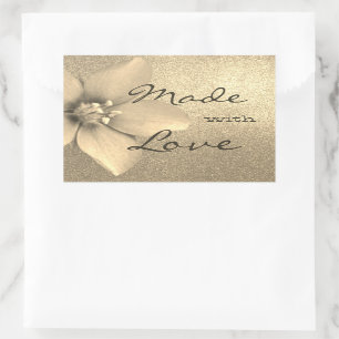 Mooie Vintage Gouden Bloem Bloesem Gemaakt met Lie Rechthoekige Sticker