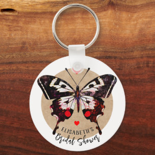 Mooie vintage grunge vlinder en harten met naam sleutelhanger