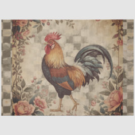 Mooie Vintage Haan en Bloemen Patroon Tissuepapier