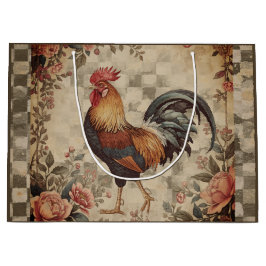 Mooie vintage haan en bloemenpatroon groot cadeauzakje