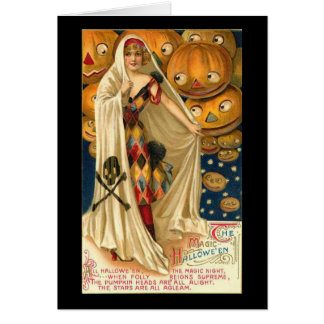 Mooie Vintage Halloween Wenskaart voor Dames
