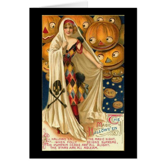 Mooie Vintage Halloween Wenskaart voor Dames (Voorkant)