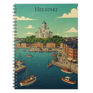 Mooie vintage Helsinki Finland stadsgezicht Notitieboek