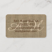 Mooie, vintage jute stof aangepaste monogram visitekaartje