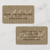 Mooie, vintage jute stof aangepaste monogram visitekaartje