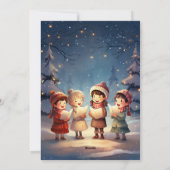 Mooie vintage kerst carolers winternacht feestdagenkaart (Achterkant)