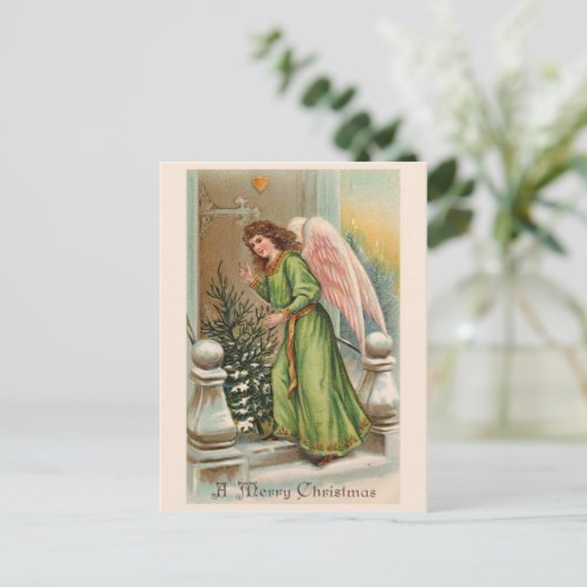 Mooie Vintage Kerst Classic Kaart (Staand voorkant)