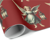 Mooie vintage kerst engel en lantaarn cadeaupapier (Rol Hoek)