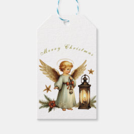 Mooie Vintage Kerstengel Cadeaulabel