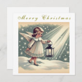 Mooie vintage Kerstengel  Feestdagenkaart (Voorkant / Achterkant)