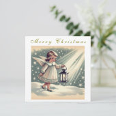 Mooie vintage Kerstengel  Feestdagenkaart (Staand voorkant)