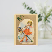 Mooie vintage Kerstkaart Feestdagenkaart (Staand voorkant)