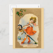 Mooie vintage Kerstkaart Feestdagenkaart (Voorkant / Achterkant)