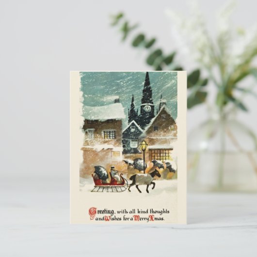 Mooie vintage Kerstkaart Feestdagenkaart (Staand voorkant)