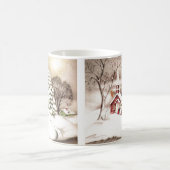 Mooie vintage kerstkerk vintage scène koffiemok (Center)