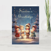 Mooie Vintage Kerstliedjes Zwinternacht Feestdagen Kaart (Voorkant)