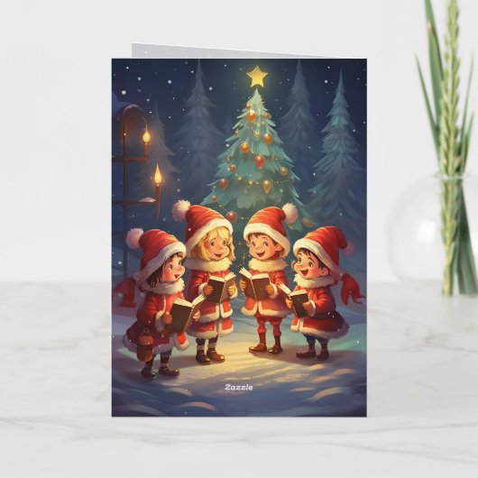 Mooie Vintage Kerstliedjes Zwinternacht Feestdagen Kaart (Achterkant)