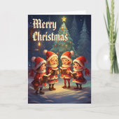 Mooie Vintage Kerstliedjes Zwinternacht Feestdagen Kaart (Voorkant)