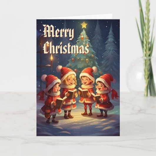 Mooie Vintage Kerstliedjes Zwinternacht Feestdagen Kaart (Voorkant)