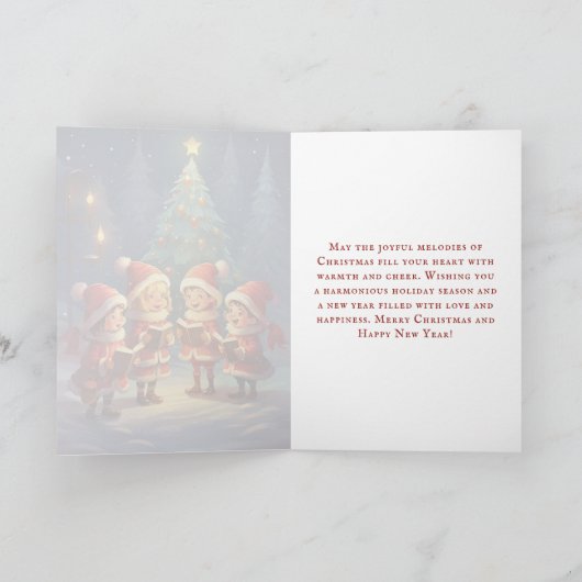 Mooie Vintage Kerstliedjes Zwinternacht Feestdagen Kaart (Binnen)