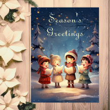 Mooie Vintage Kerstliedjeszangers Winter Nacht