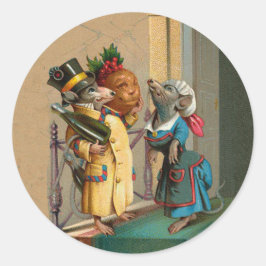 Mooie Vintage Kerstmis Muizen Muis groot Ronde Sticker