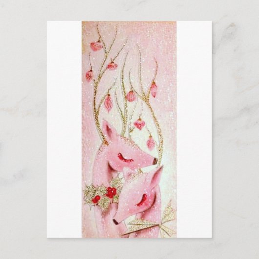 Mooie Vintage Kerstrendier Feestdagenkaart (Voorkant)