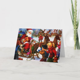 Mooie vintage kerstschilderij feestdagen kaart