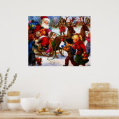 Mooie vintage kerstschilderij poster (Keuken)