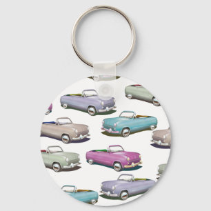 Mooie vintage klassieke auto's patroon sleutelhanger