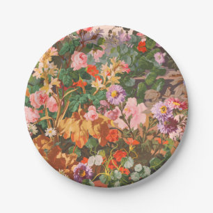 Mooie vintage kleurrijke bloemen bloemschilderij papieren bordje