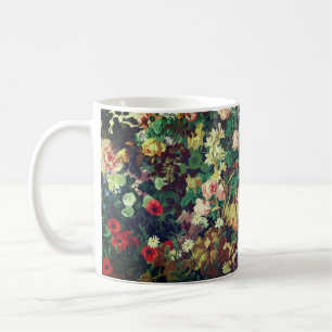 Mooie vintage kleurrijke bloemen bloemschildering koffiemok