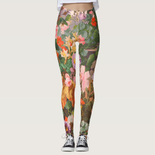 mooie vintage kleurrijke bloemen bloemschildering leggings