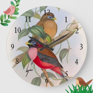Mooie Vintage Liefdesvogels Acryle Wandklok