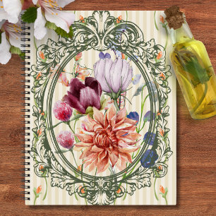 Mooie vintage lijst aquarel bloemmotief Antiek Notitieboek