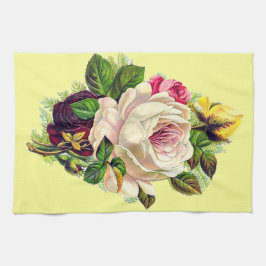 Mooie Vintage Meisjesachtige Bloem Kunst Theedoek