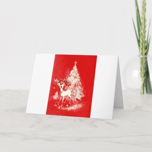 Mooie Vintage Midden Eeuw Mod Rendier Kaart (Voorkant)