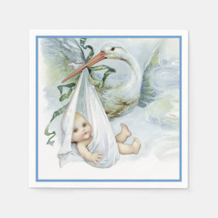 Mooie Vintage Ooievaar Jongens Baby Shower Servetten
