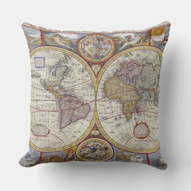 Mooie vintage oude wereld kaarten Antieke kaarten Kussen (Voorkant)