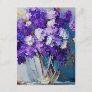 Mooie Vintage Paarse Bloemen Briefkaart