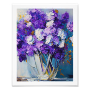 Mooie Vintage Paarse Bloemen Foto Afdruk
