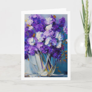 Mooie Vintage Paarse Bloemen   Gelukkig Verjaardag Kaart