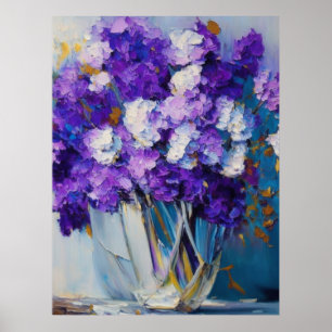Mooie Vintage Paarse Bloemen Poster