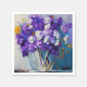 Mooie vintage paarse bloemen servet