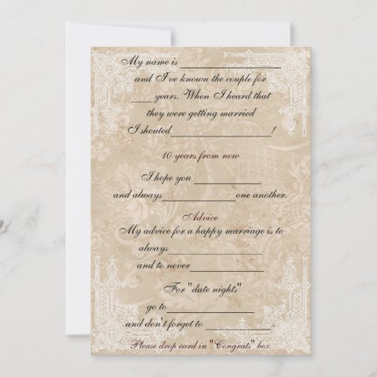 Mooie vintage papier witte kant advies commentaar  kaart (Voorkant)