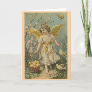 Mooie Vintage Pasen Engel Wenskaart Kaart