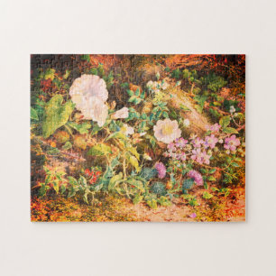 Mooie vintage petunia's bloemen bloemenschildering legpuzzel
