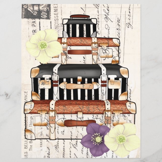 Mooie vintage reiskoffer scrapbooking  (Voorkant)