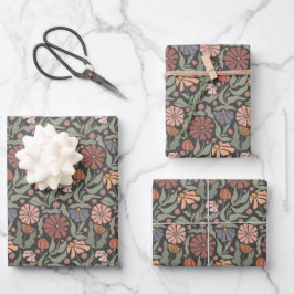 Mooie Vintage Retro Bloemen Inpakpapier Vellen